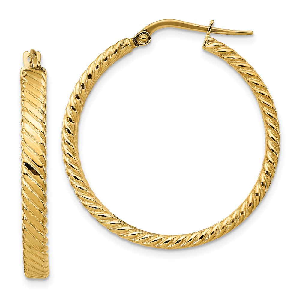 14K Large Patterned Hoop Earrings