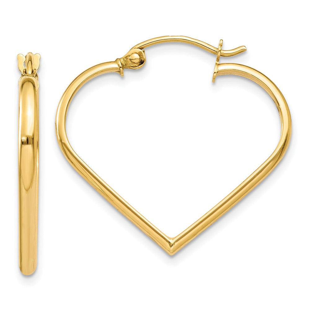 14k Polished Heart Hoop Earrings