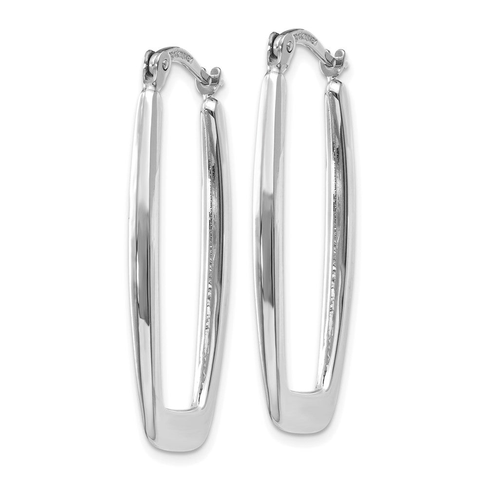 14k White Gold 2.25x Polished Rectangle Tube Hoop Earrings