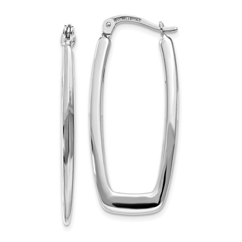 14k White Gold Polished Rectangle Hoop Earrings