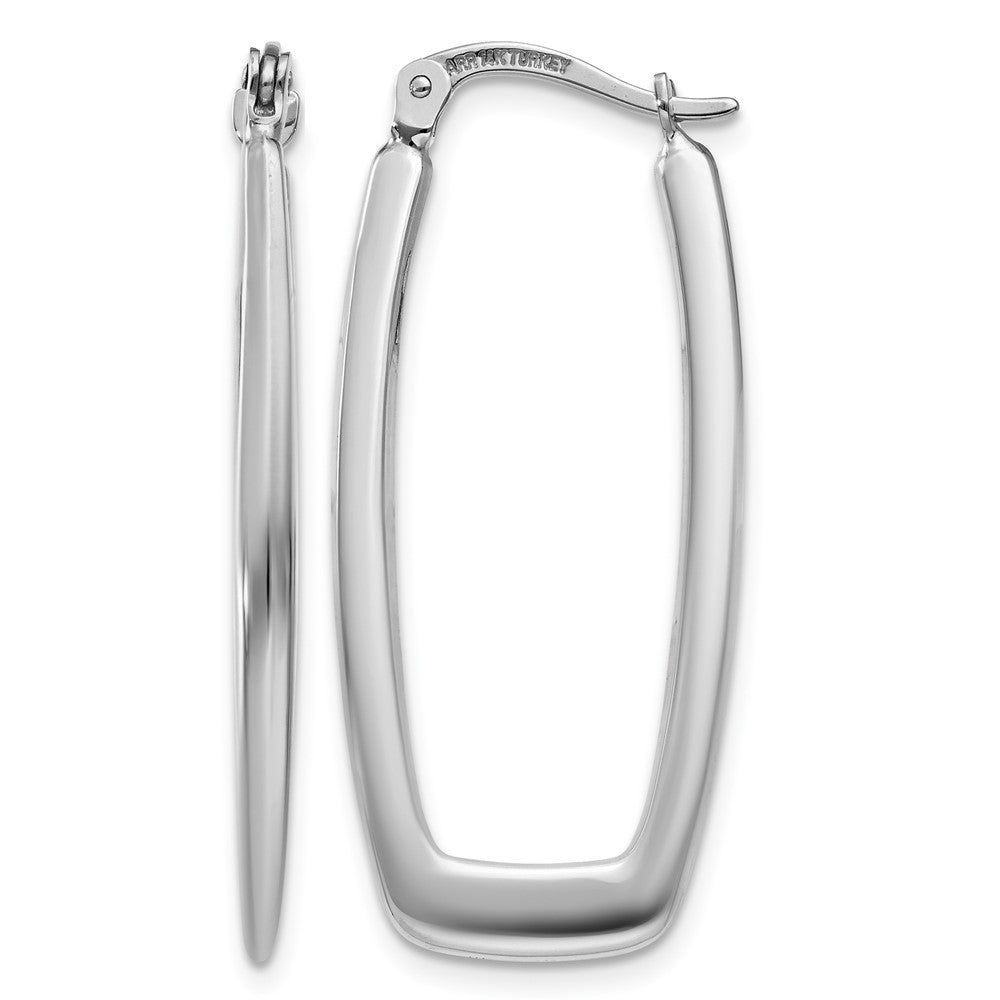 14k White Gold 2.25x Polished Rectangle Tube Hoop Earrings