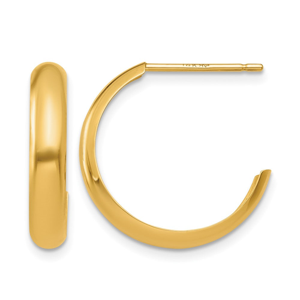 14k 3.5x Polished J-Hoop Post Earrings