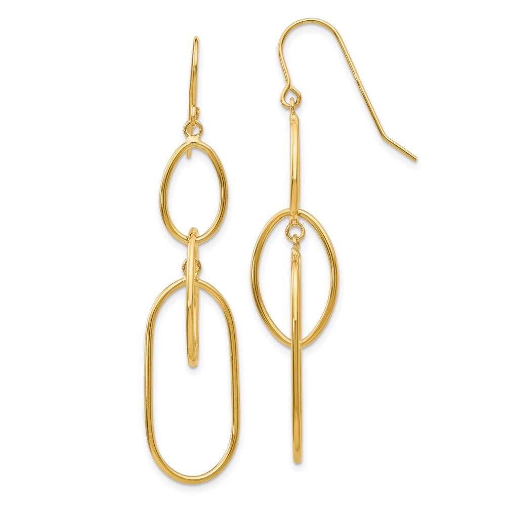 14k 3 Tier Oval Dangle Wire Earrings