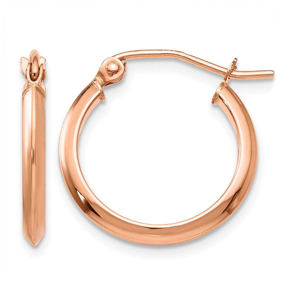 14k Rose Gold 2.5x Polished Knife-Edge Tube Hoop Earrings