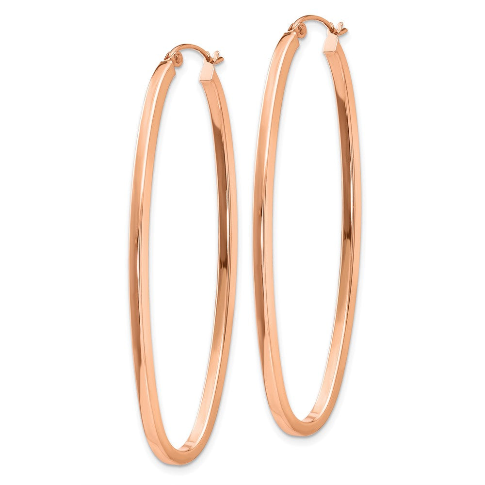 14k Rose Square Tube Oval Hoop Earrings