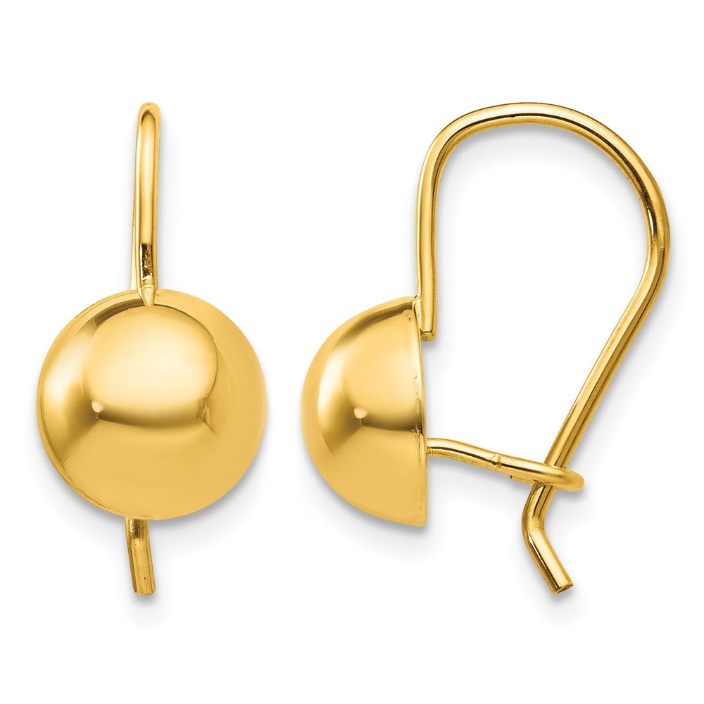 14k Hollow Half Ball Kidney Wire Earrings