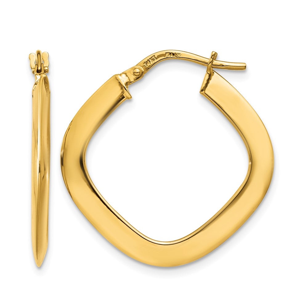 14K 1.5x Tapered Square Tube Hoop Earrings