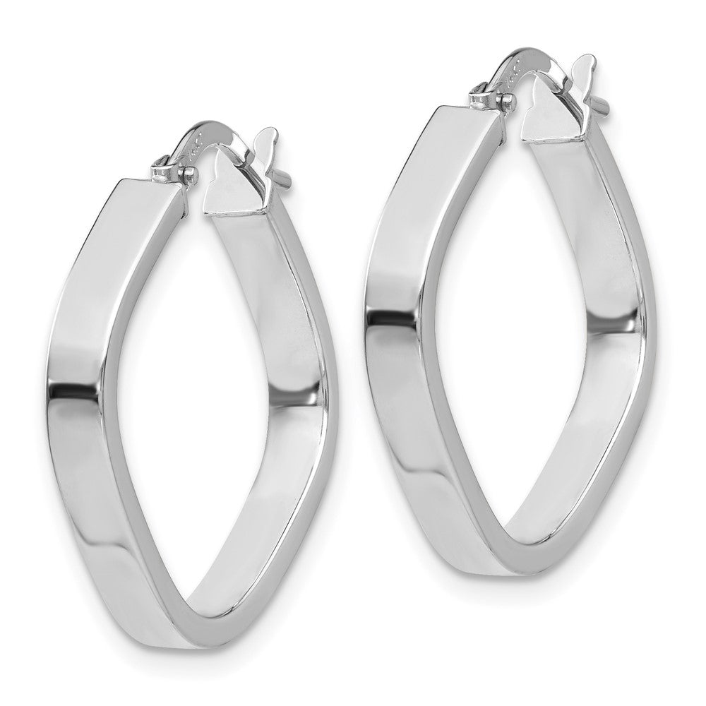 14K White Gold 3x Flat Edge Square Tube Hoop Earrings