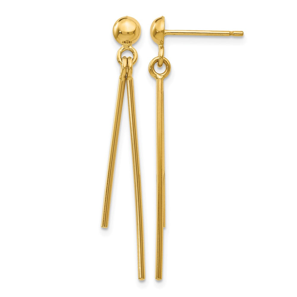 14k Polished Two Bars Dangle Post Earrings