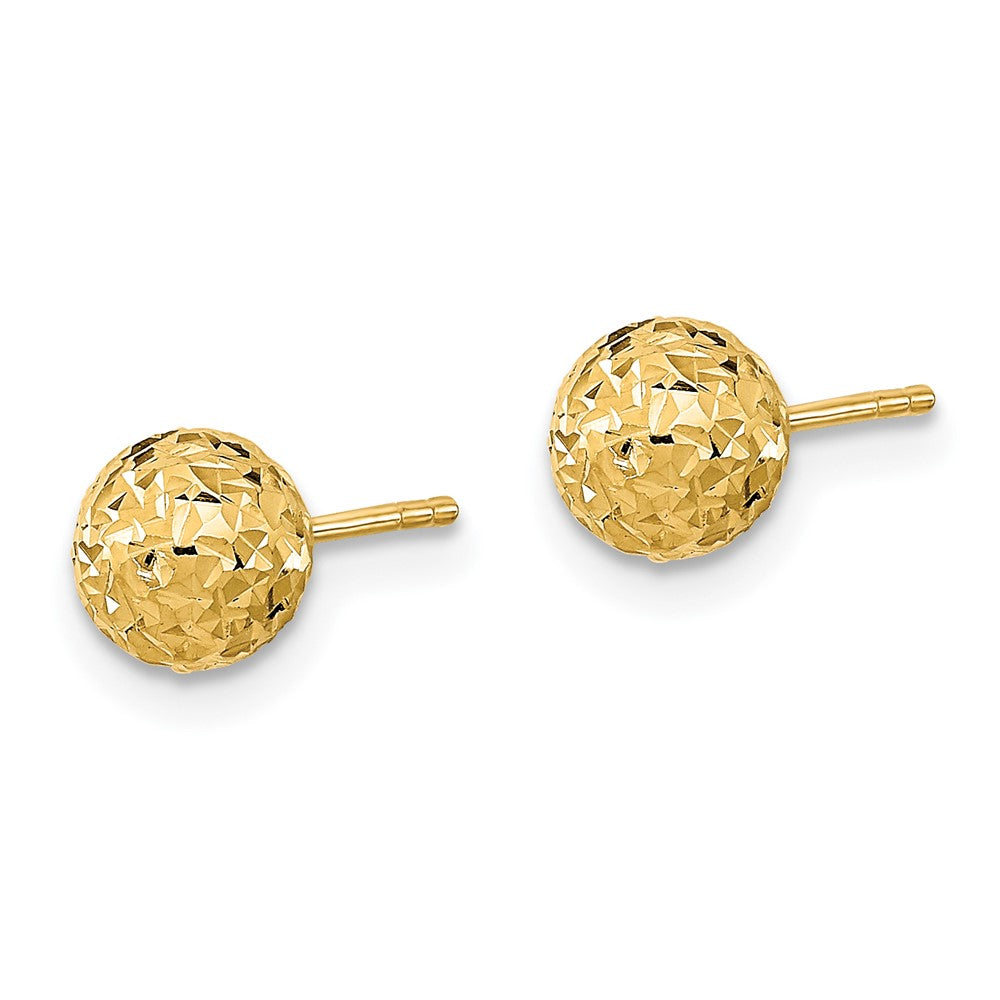 14K Diamond-cut Puffed Ball Post Earrings