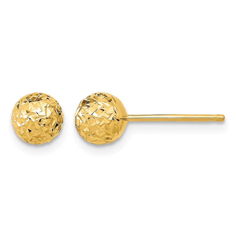 14K Diamond-cut Puffed Ball Post Earrings