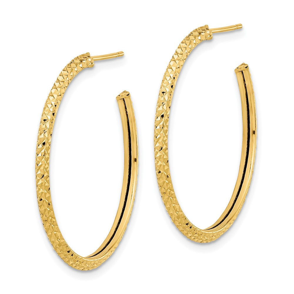 14k 2x Polished Diamond-cut Round Hoop Post Earrings