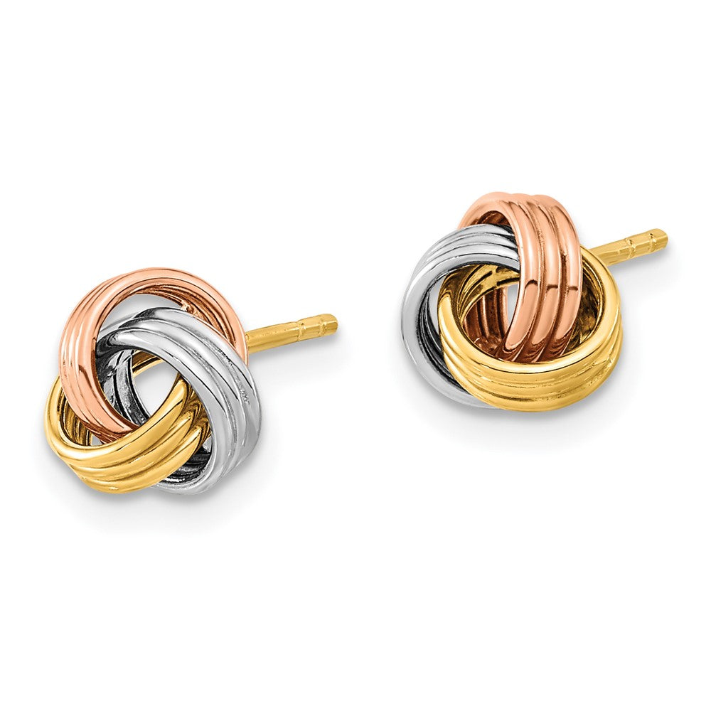 14k with Rose and White Rhodium Polished Love Knot Post Earrings