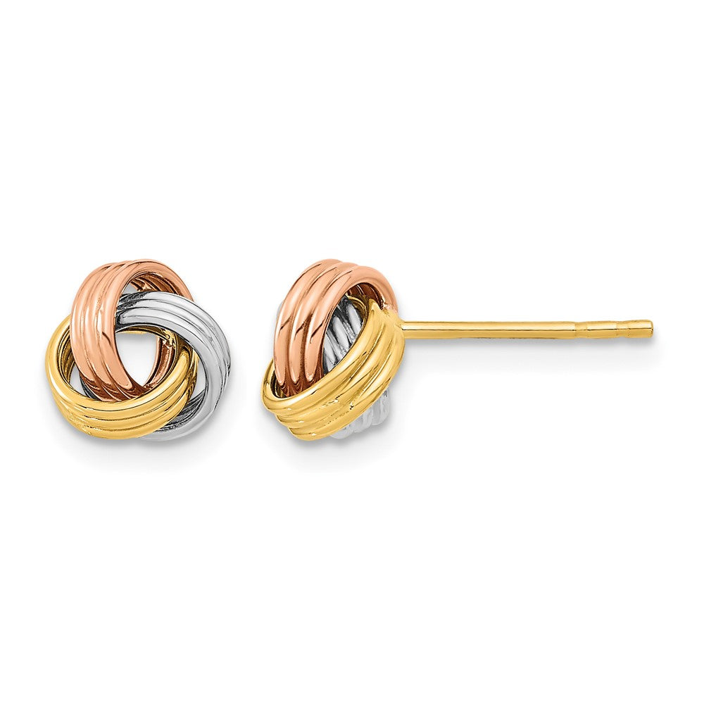 14k with Rose and White Rhodium Polished Love Knot Post Earrings