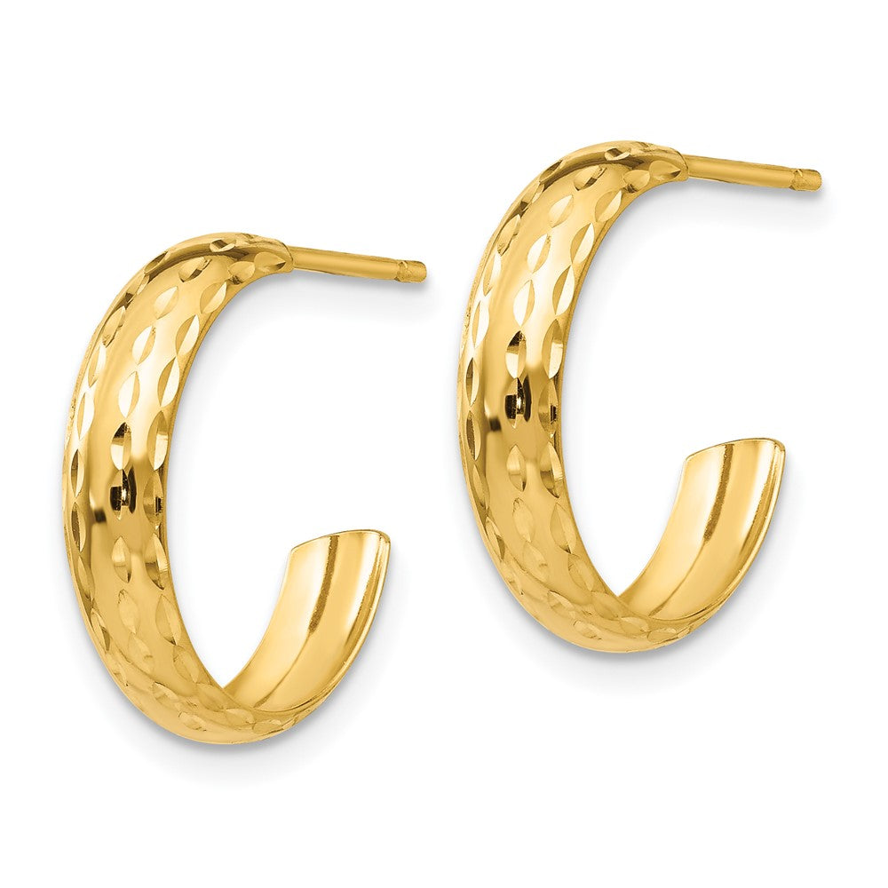 14k Diamond-cut J-Hoop Earrings