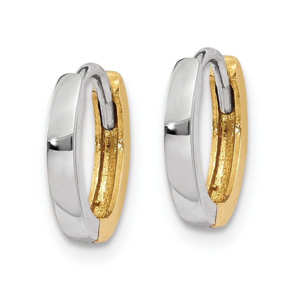 14k Two-tone Round Hinged Hoop Earrings