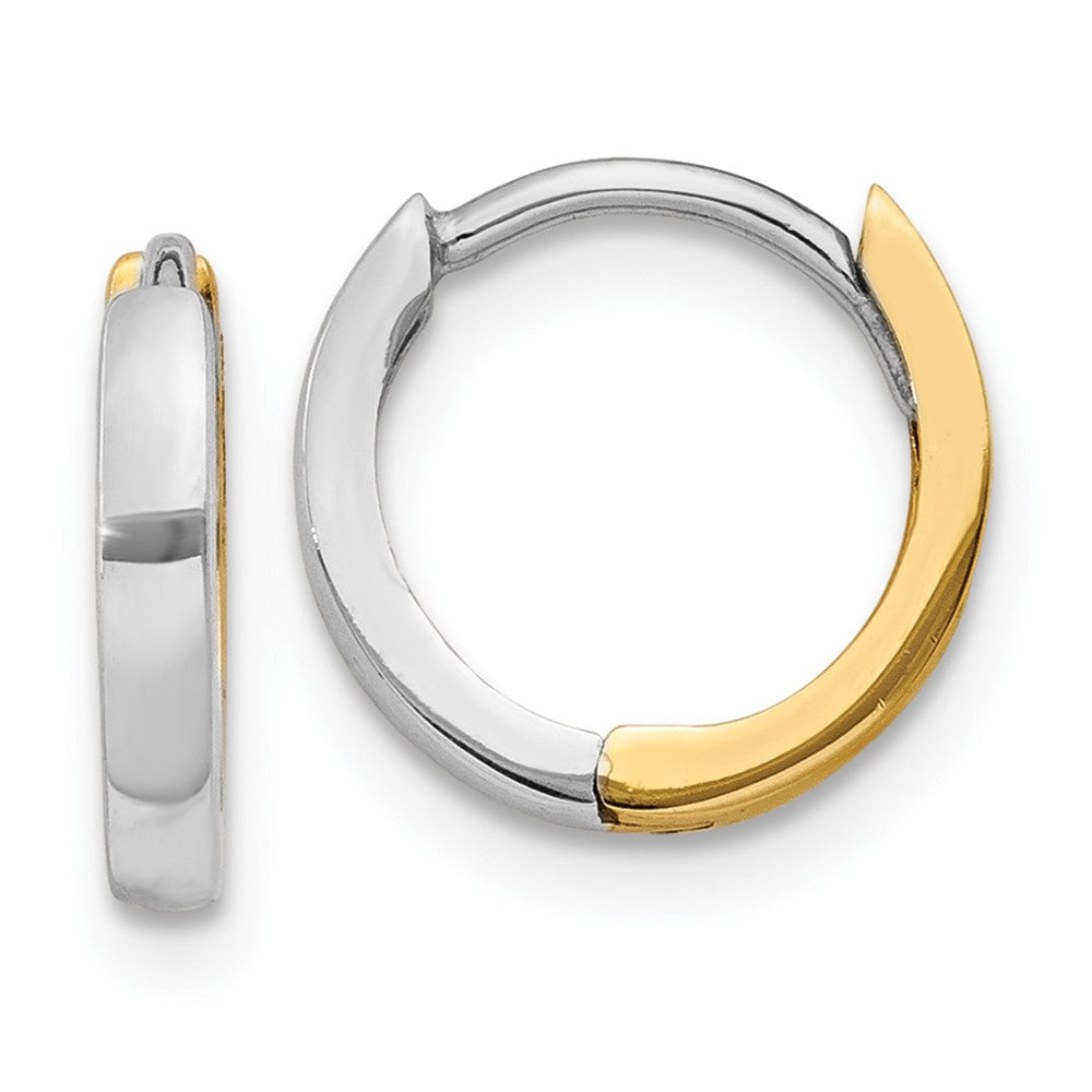 14k Two-tone Round Hinged Hoop Earrings