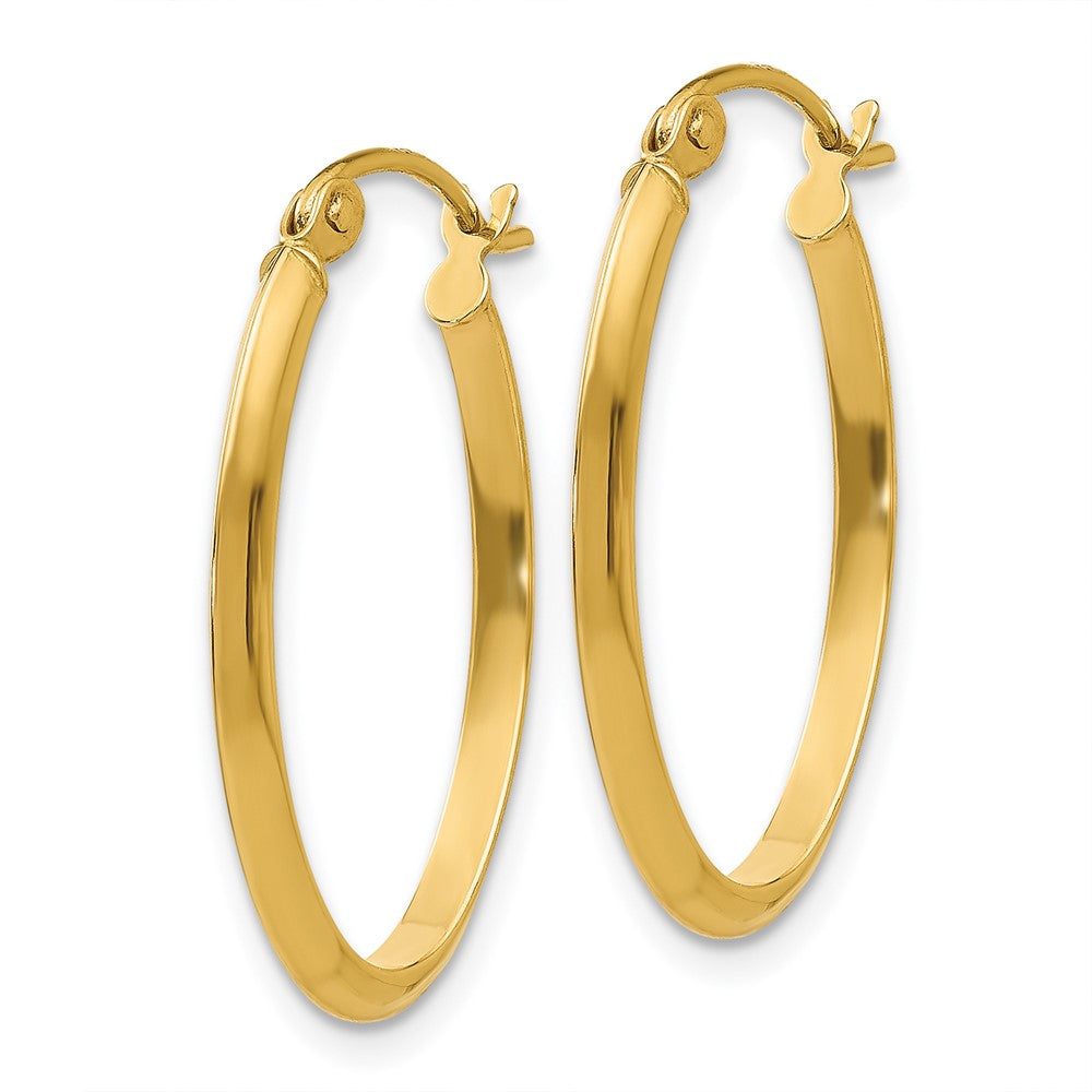 14k 2x Polished Oval Tube Hoop Earrings
