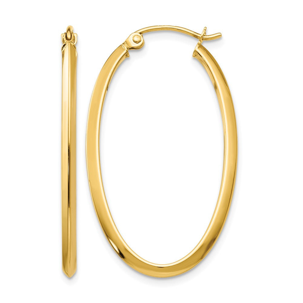 14k 2x Oval Tube Hoop Earrings