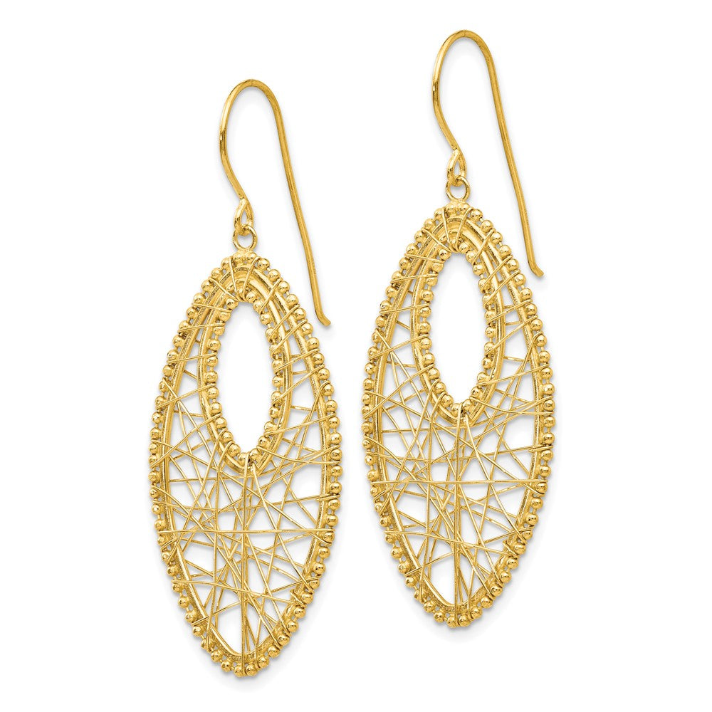 14K Oval Web Dangle French Hook Earrings