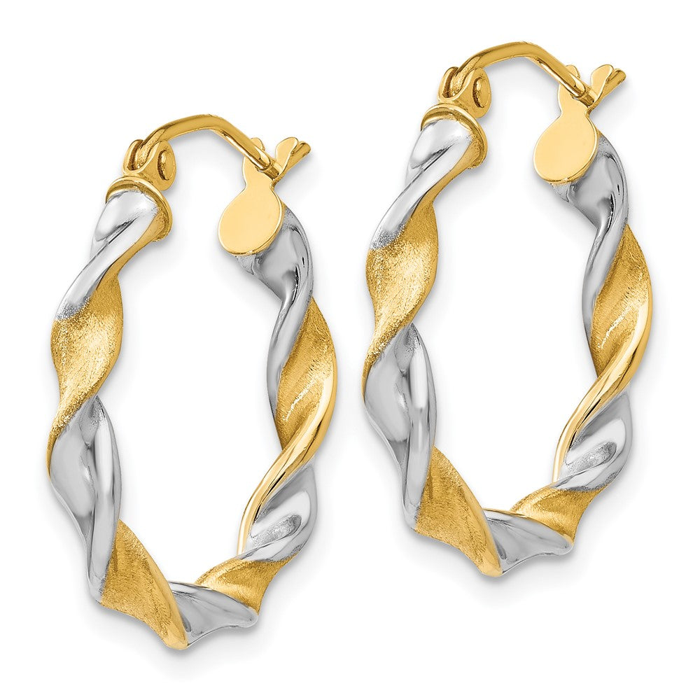 14K White Gold & Rhodium Twisted Hoop Earrings