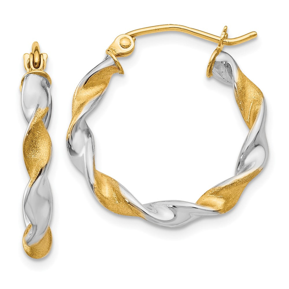 14K White Gold & Rhodium Twisted Hoop Earrings