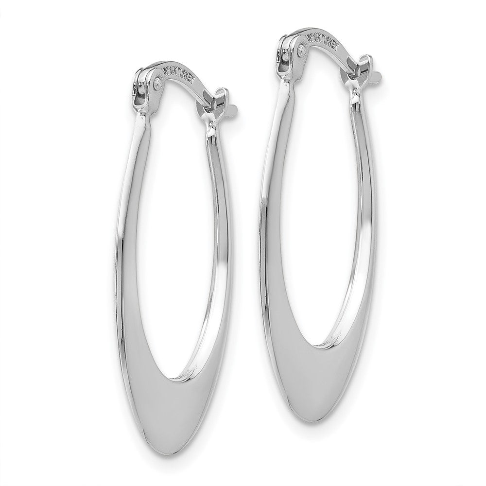 14k White Gold 1x Polished Tapered Oval Hoop Earrings