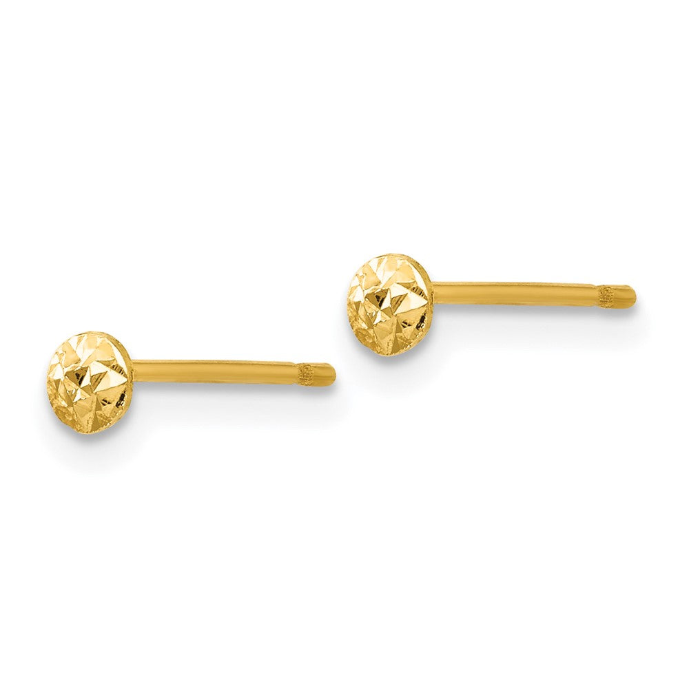 14K Textured Puffed Round Button Post Earrings