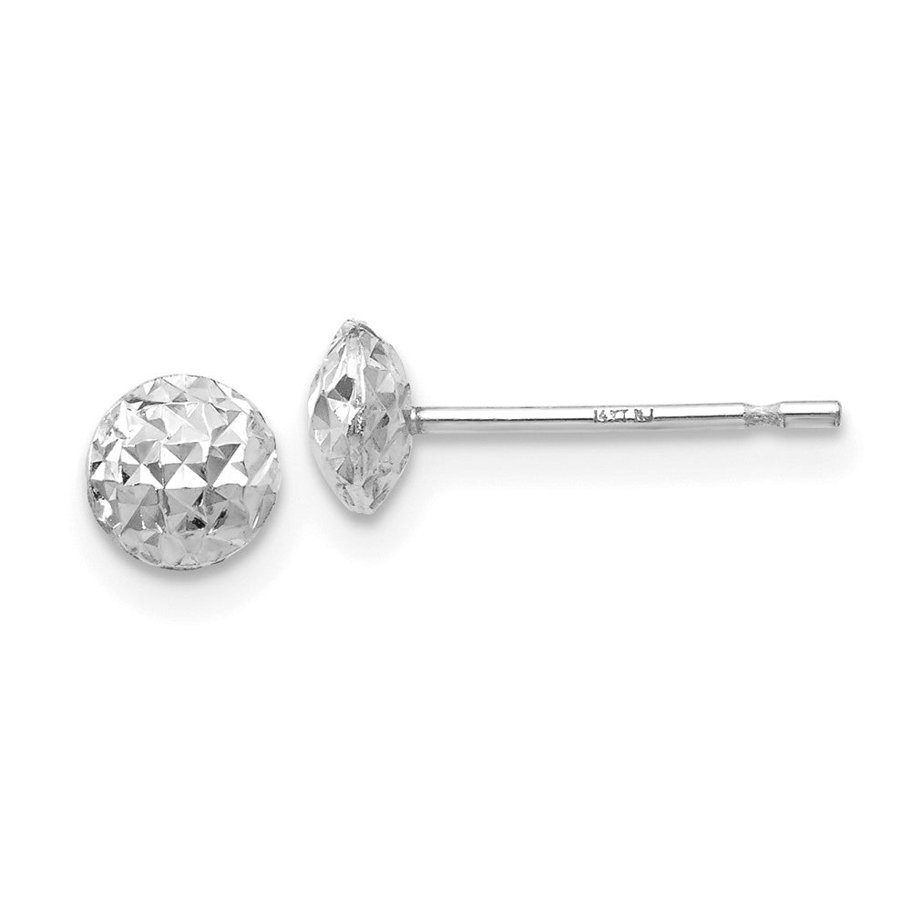 14K White Gold Puff Circle Stud Earrings
