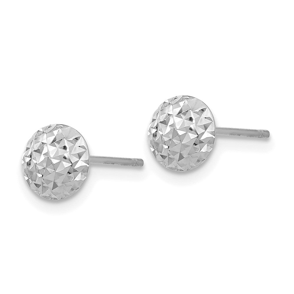 14K White Gold Circle Puff Post Earrings