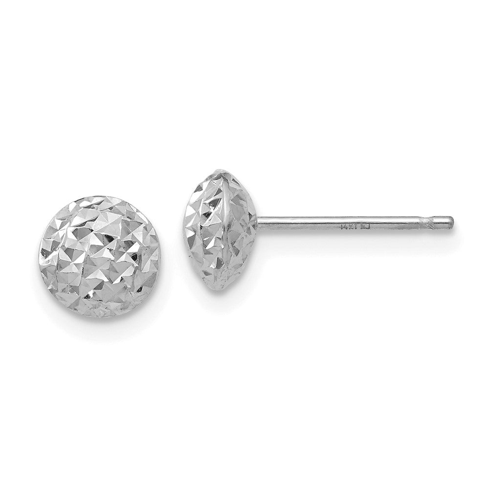 14K White Gold Circle Puff Post Earrings