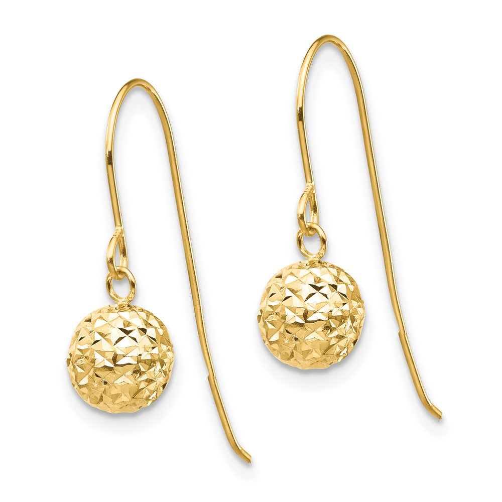 14K Diamond Cut Bead Dangle Earrings