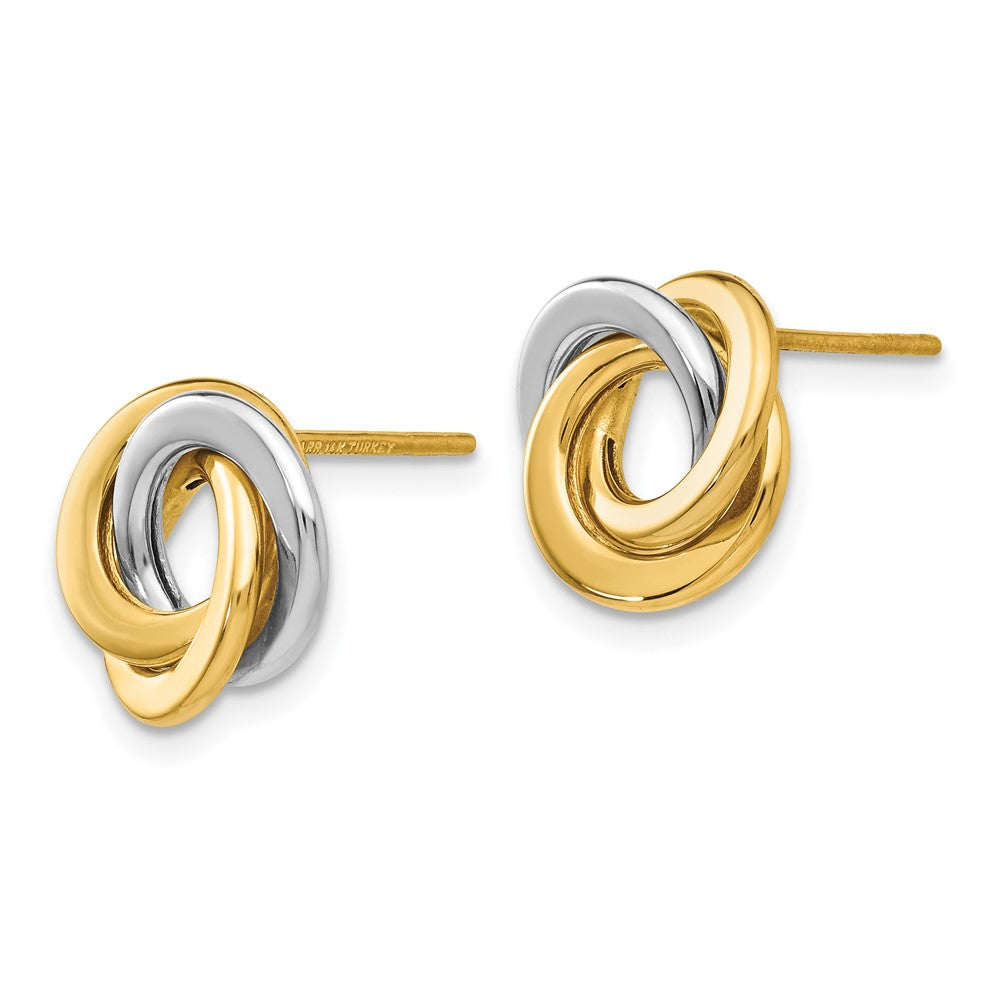 14k Two-tone Polished Intertwined Circles Love Knot Post Earrings