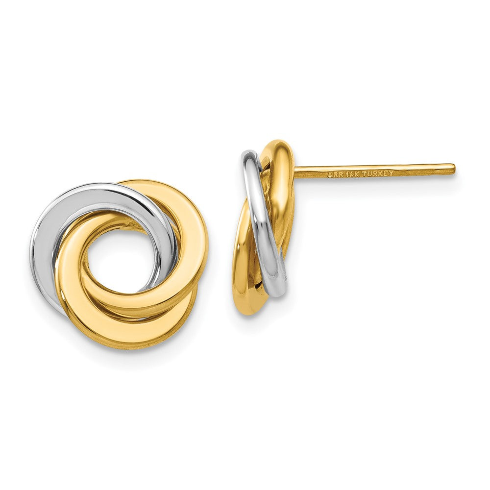 14k Two-tone Polished Intertwined Circles Love Knot Post Earrings