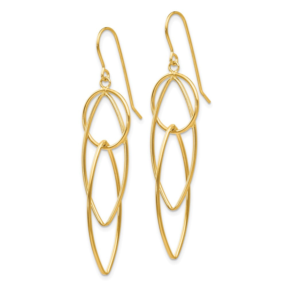 14k Polished Oblong Dangle Earrings