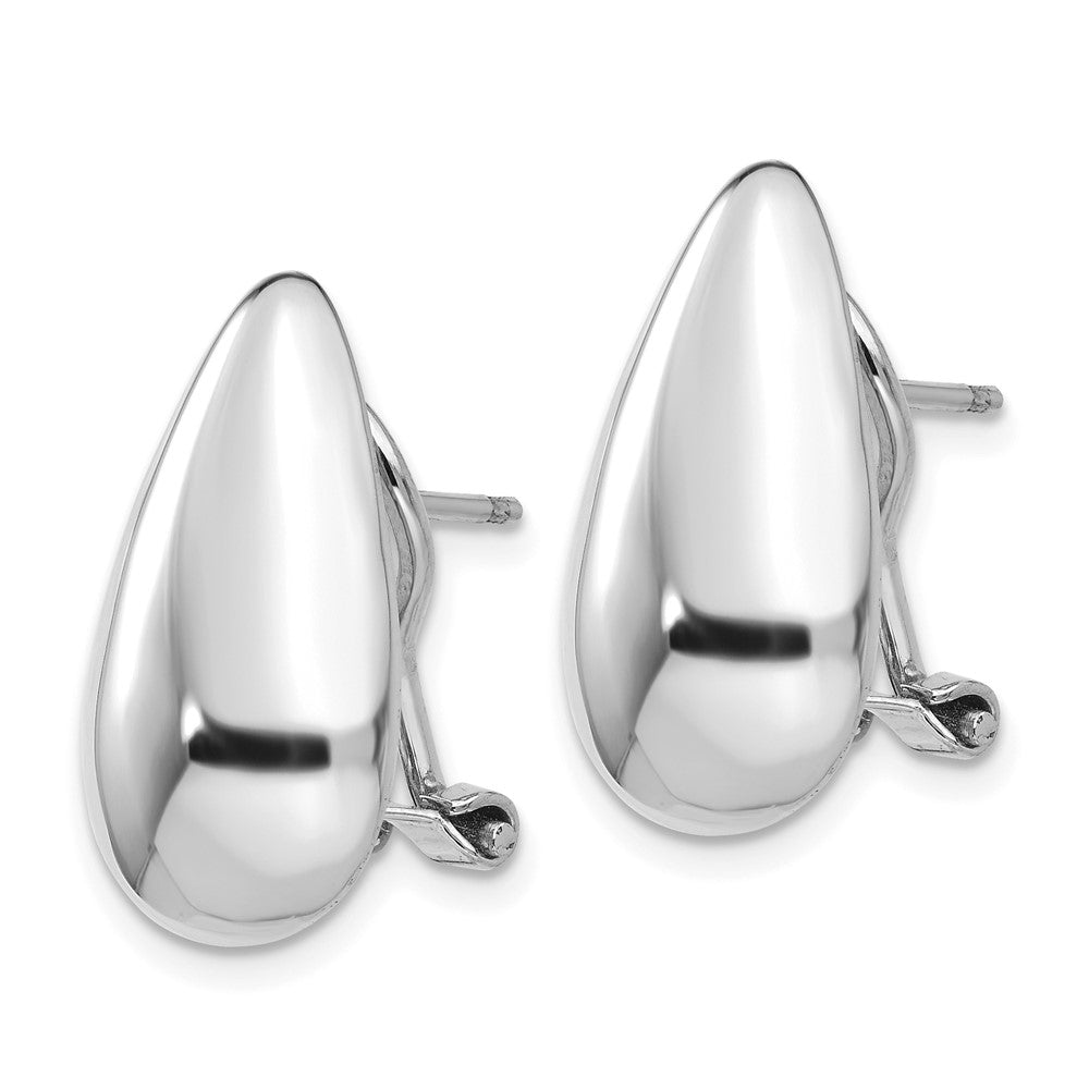 14k White Gold 10x Polished Teardrop Omega Back Post Earrings