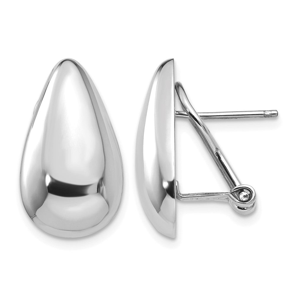 14k White Gold 10x Polished Teardrop Omega Back Post Earrings