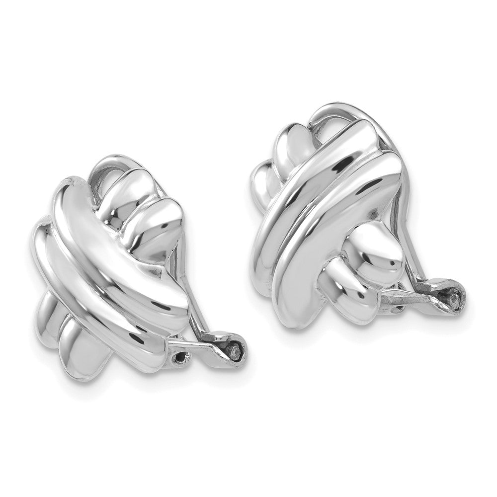 14k White Gold Polished X Omega Back Non-pierced Earrings