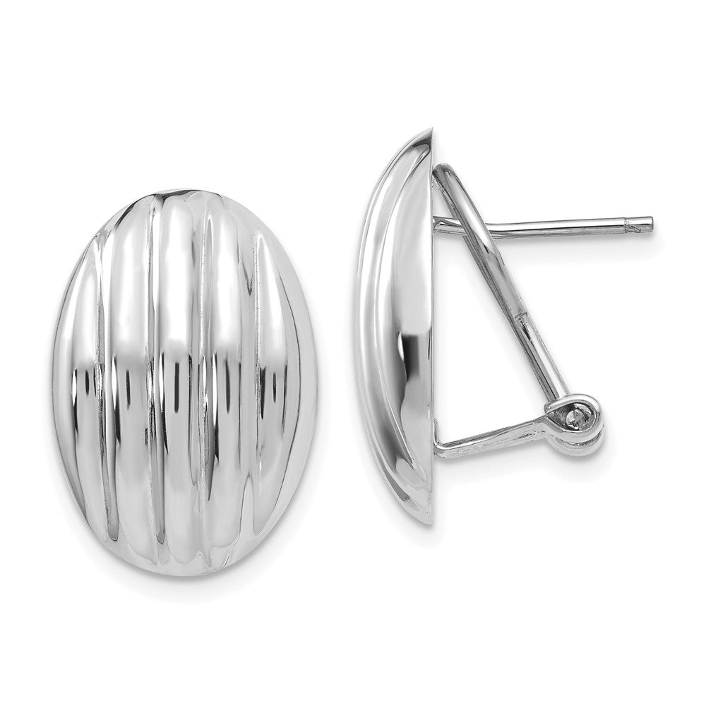 14k White Gold Polished Fancy Omega Back Post Earrings