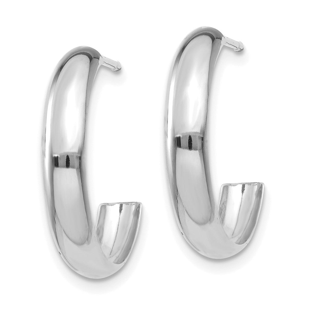 14k White Gold Polished J-Hoop Earrings