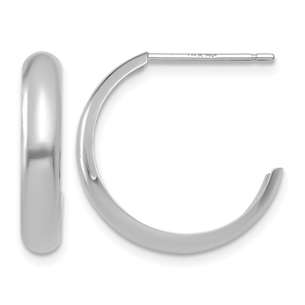 14k White Gold 3.5x Polished J-Hoop Post Earrings