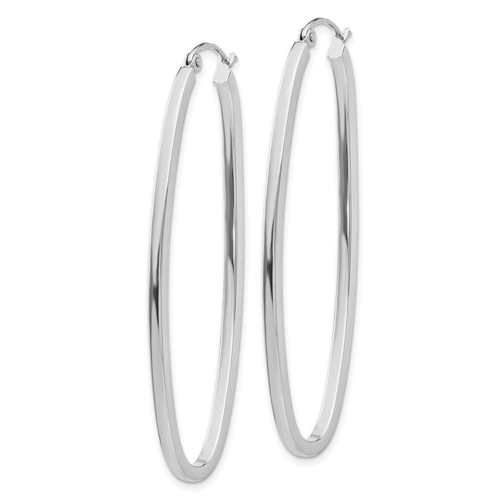14k White Gold 2x Large Oval Tube Hoop Earrings