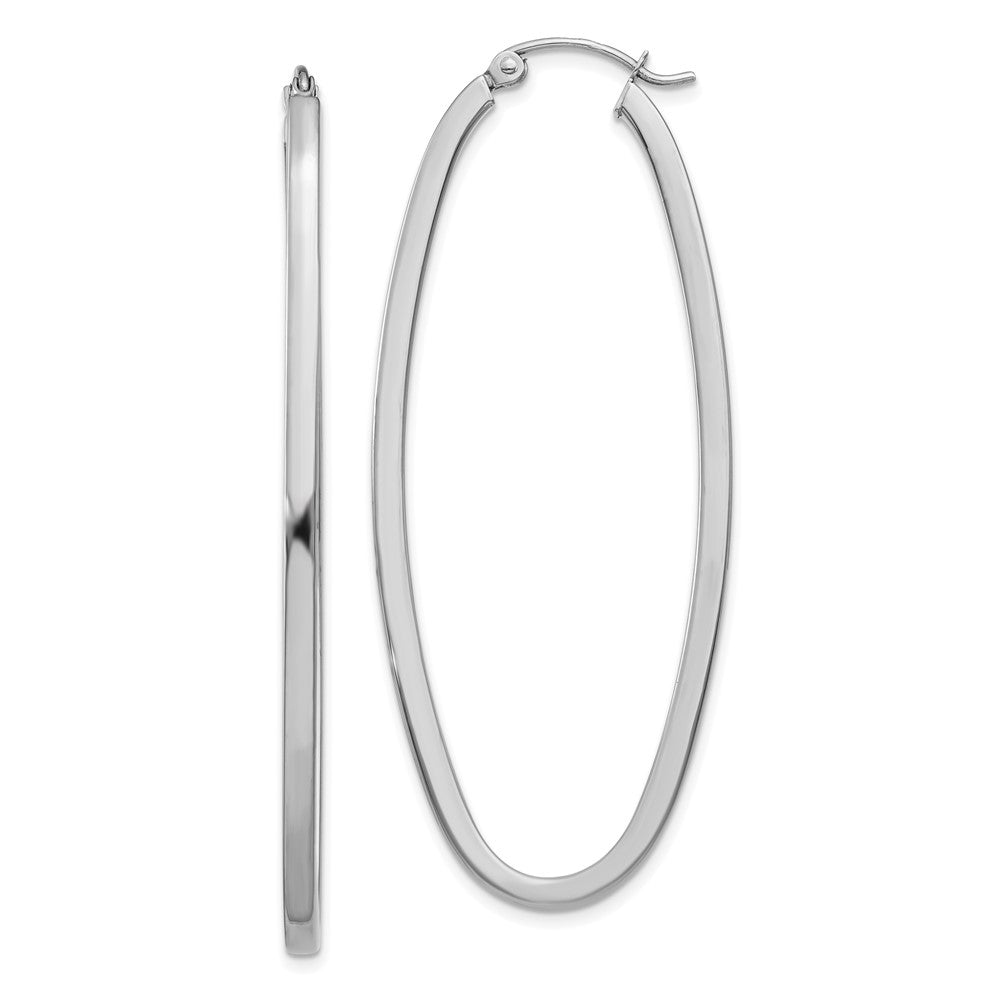 14k White Gold Large Oval Hoop Earrings