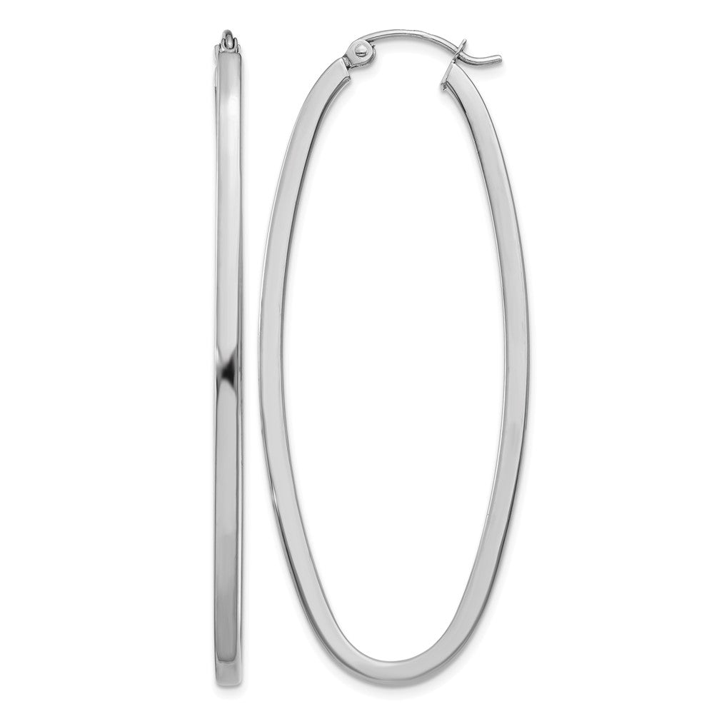 14k White Gold 2x Large Oval Tube Hoop Earrings