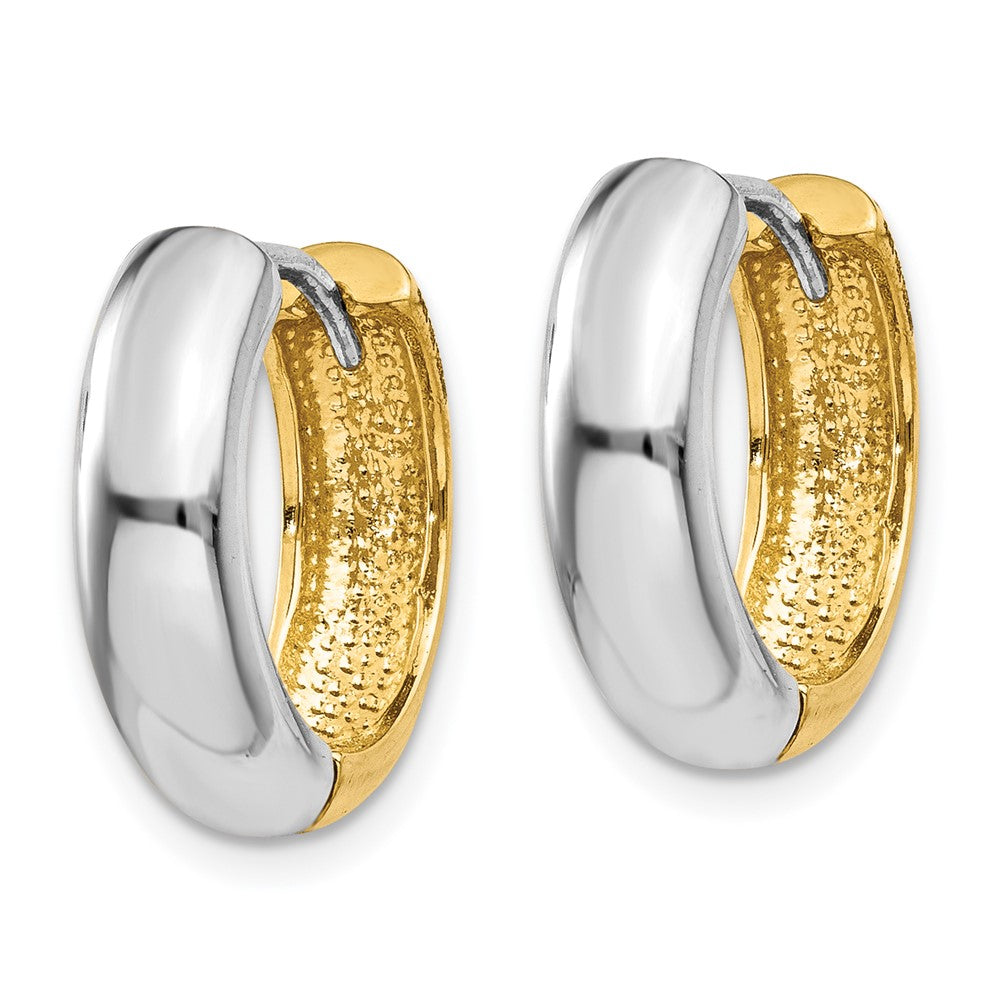 14K Two-tone Huggie Earrings