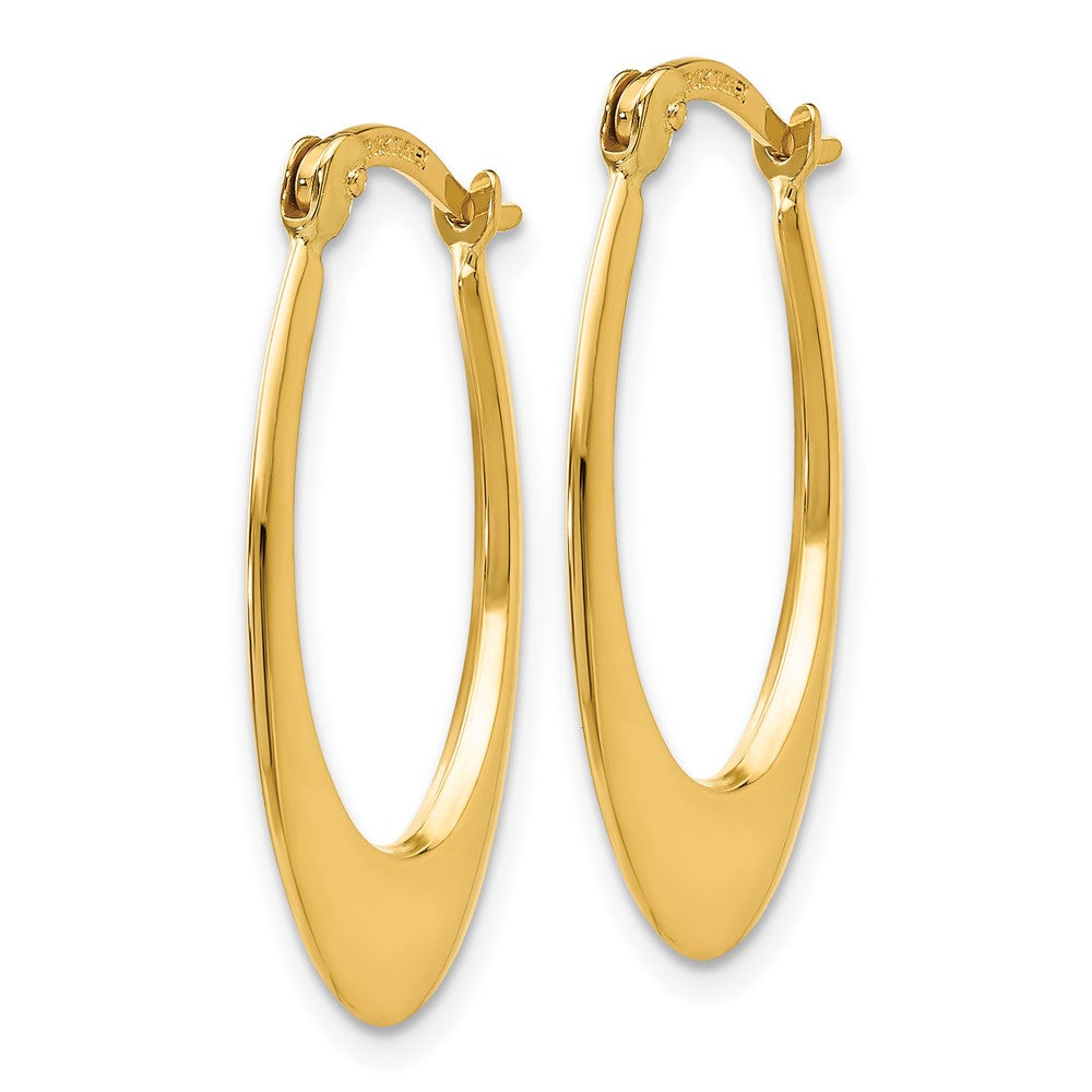 14K 1x Polished Tapered Oval Hoop Earrings