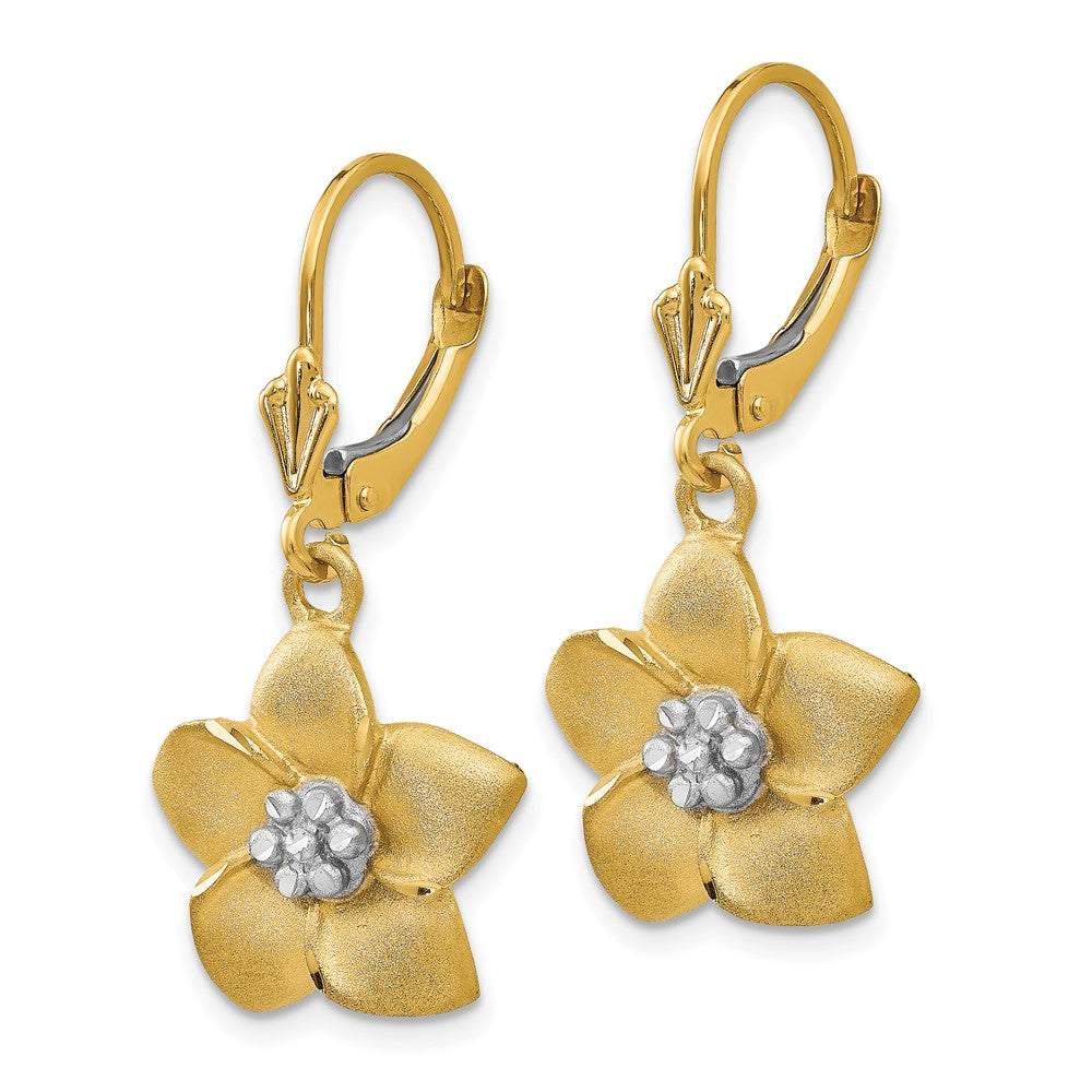 14K and Rhodium Plumeria Earrings