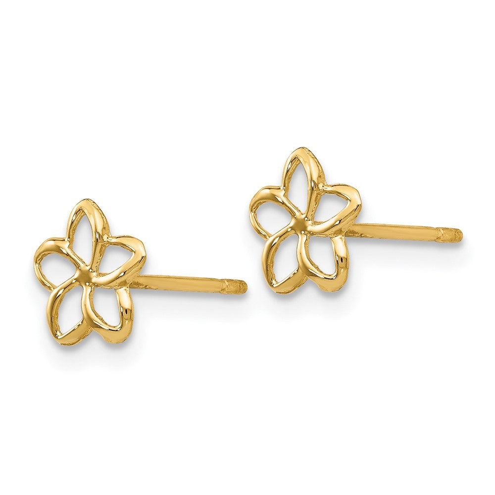 14k Cut-out Plumeria Post Earrings