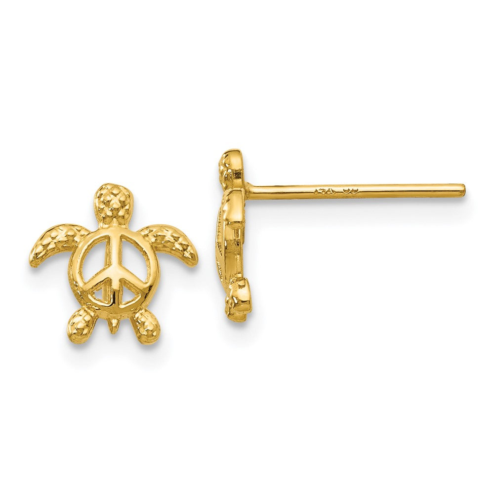 14k Peace Turtle Post Earrings