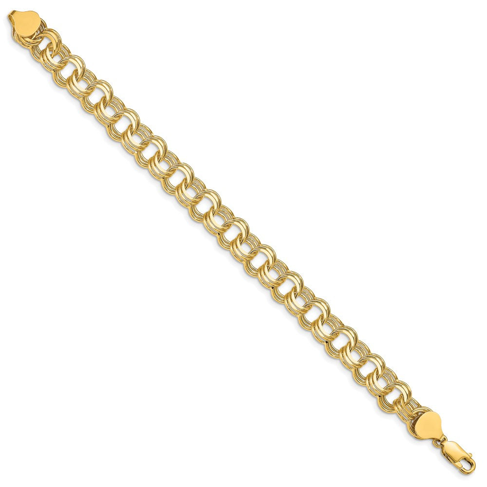 14k Solid Triple Link Charm Bracelet
